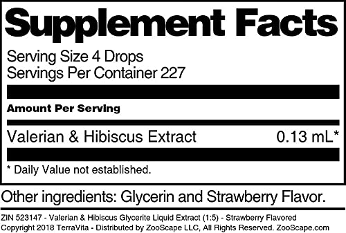 Miniatura 5 de TerraVita Extracto líquido de glicerita de valeriana e hibisco (15) - Sabor a fresa (1 oz, ZIN 523147)