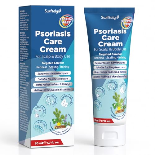 Psoriasis Treatment Cream for Scalp & Skin: Steroid-Free Formula with Salicylic Acid Colloidal Oatmeal & Niacinamide Helps Soothe Itching Redness & Scaling 50ml