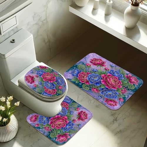 Rideau de douche motif pivoine 183x183 cm en polyester imperméable