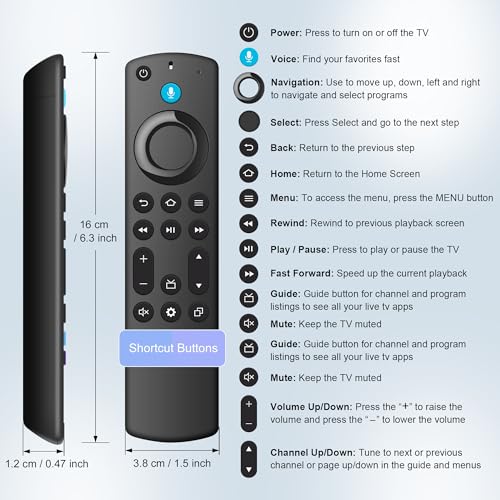 Image of Replacement TV Remote Compatible with Smart Fire Smart TV Stick Lite, for Firestick(4K /2nd Gen /3rd Gen /4K Max) with Voice Controller, for Insignia /Pioneer /Cube /Smart TV 3rd Gen
