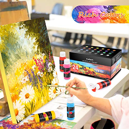 Acrylic Paint Set for Teens: 24 Colors with Brushes, Easter Gift for Artists, Canvas Painting Kit.