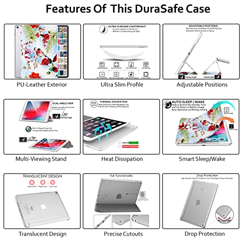 Image of DuraSafe Cases For iPad Mini 6 8.3 Inch 2021 [ Mini 6th Gen ] A2567 A2568 A2569 MK7M3HN /A MLWL3HN /A MK7R3HN /A MK7P3HN /A MK7T3HN /A Trifold Printed Hard Smart PC Transparent Back Cover - Birds & Flowers