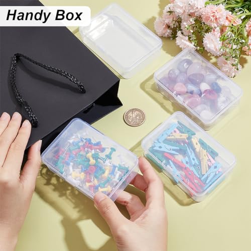 Image of BENECREAT 12 Packs PP Plastic Bead Container Box, 3.7x2.6x1inch Rectangle Storage Organizer Box, Dustproof Case with Hinged Lid for Cards, Beads and Craft Supplies