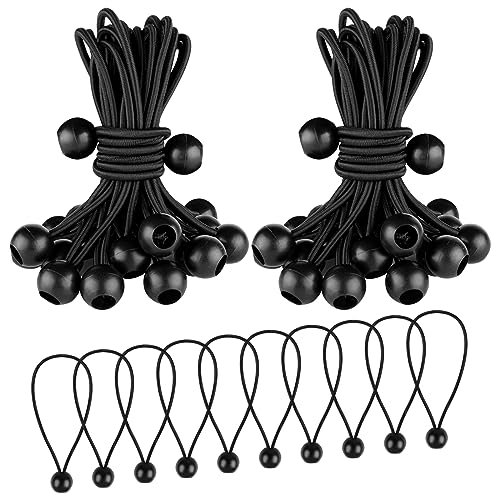 Spanngummis mit Kugel, 50 Stück Planenspanner mit Kugel, 15cm Planenbefestigung Gummispanner Zeltgummis Expanderschlingen für Planen Zelt, Banner, Pavillions (Schwarz)