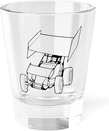 Mozingo Sprint Car Racing Shot Glass Restaurant Grade with Heavy Base for Whiskey Wine Tasting Tequila Shooters Cocktail Jigger (Design #2)