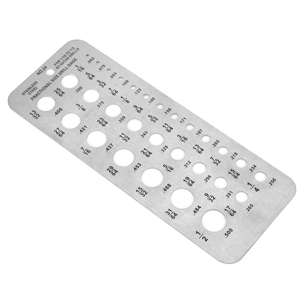 Stainless Steel Drill Gauges 29 Sizes Index Wire Diameter Size Bit Gauge Bolt and Wire Diameter Index Gauge for 1/16Inch to 1/2Inch Size Bits 29 Holes