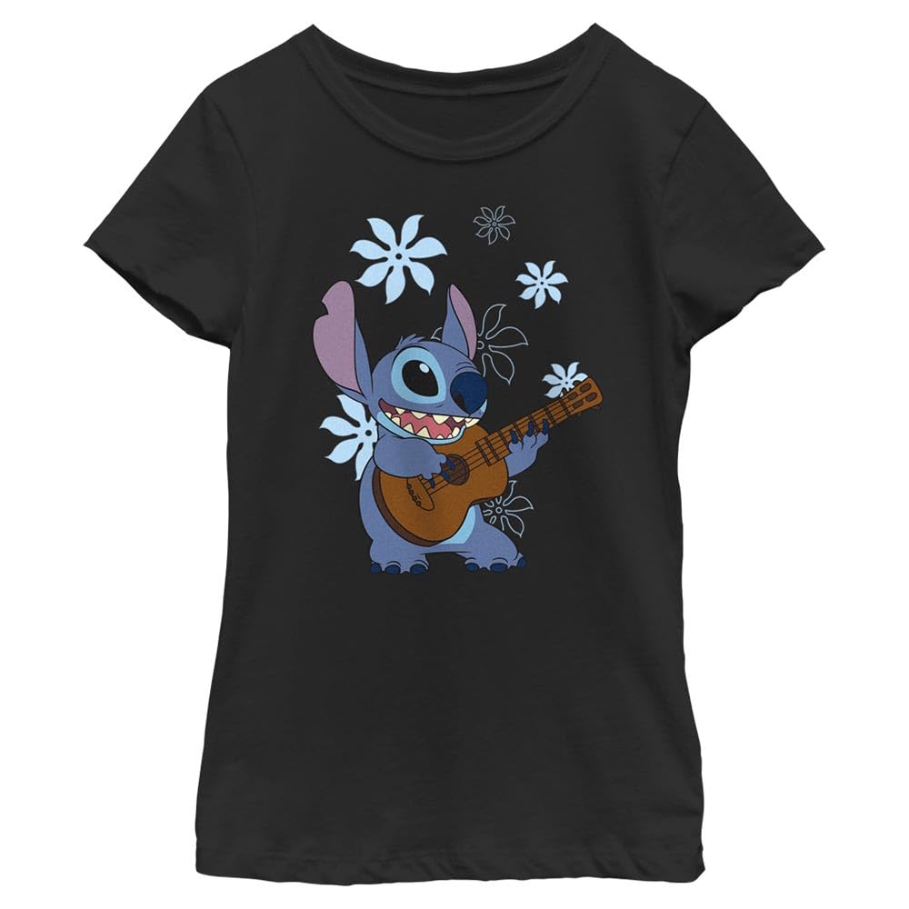 Girl's Lilo & Stitch Floral Ukulele Dance T-Shirt