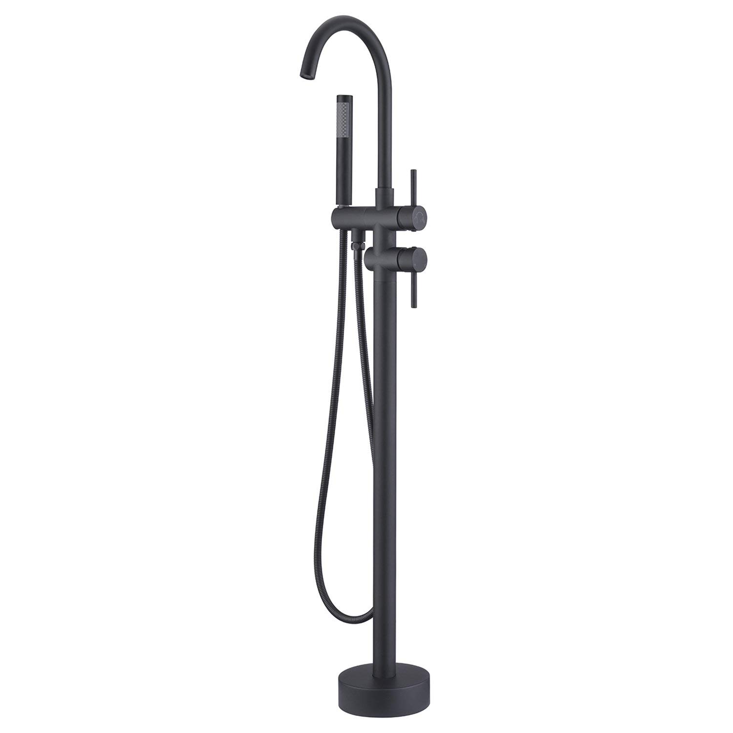 Robinet de Baignoire sur Pied Noir Mat Mitigeur Thermostatique Salle de Bain