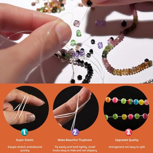 Image of 0.8 mm 40 Meter Clear Stretchy Elastic Cord for Jewelry Making - Strong & Durable Transparent Beading Thread for Bracelets, Necklaces, and DIY Crafts (40m Spool)