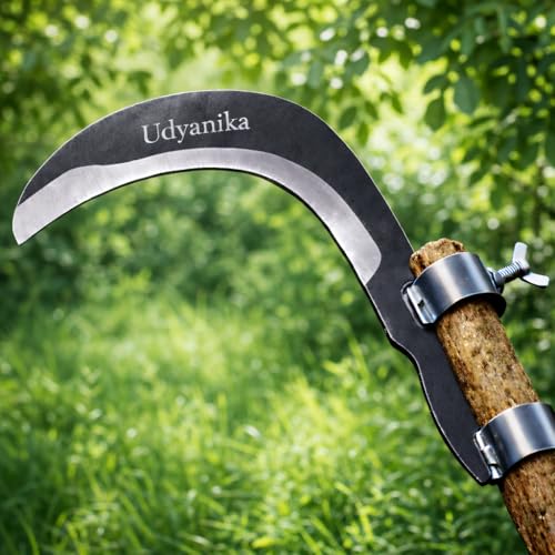 Image of Grass Sickle Cutter Head | Heavy Coconut Plucker with Adjustable Handle Clamp | Razor- Sharp Metal Blade for Tree Branches, Grass, Weeds, Gardening | Multipurpose Agricultural Hand Tool