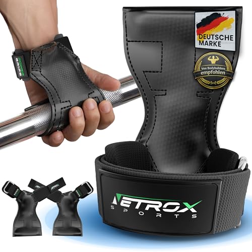 NetroxSports - Power Grips Fast Zughilfen für Krafttraining Fitness Lifting Straps für Kreuzheben Bodybuilding mit Handgelenkschutz - Grip Zughilfe Zughilfen Gym Griffhilfen Männer & Frauen