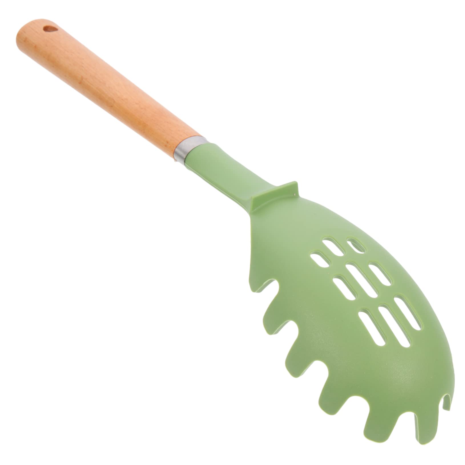 Cucharas de Madera for cocinar, 2 cucharas de Silicona con Mango de Madera, Tenedor for Fideos, Espaguetis, Tenedor for cocinar Pasta, Tenedor ranurado for Pasta, colador de Pasta