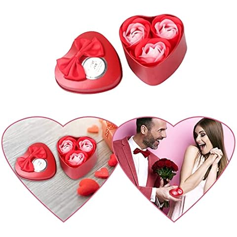 BOTCAM Valentine's Day Gifts, Artificial Rose Petal, Bath Soap, Decoration, Day, Bouquet, Home Decoration, Mini Terrarium Plant Set (1-Red, One Size) Cover