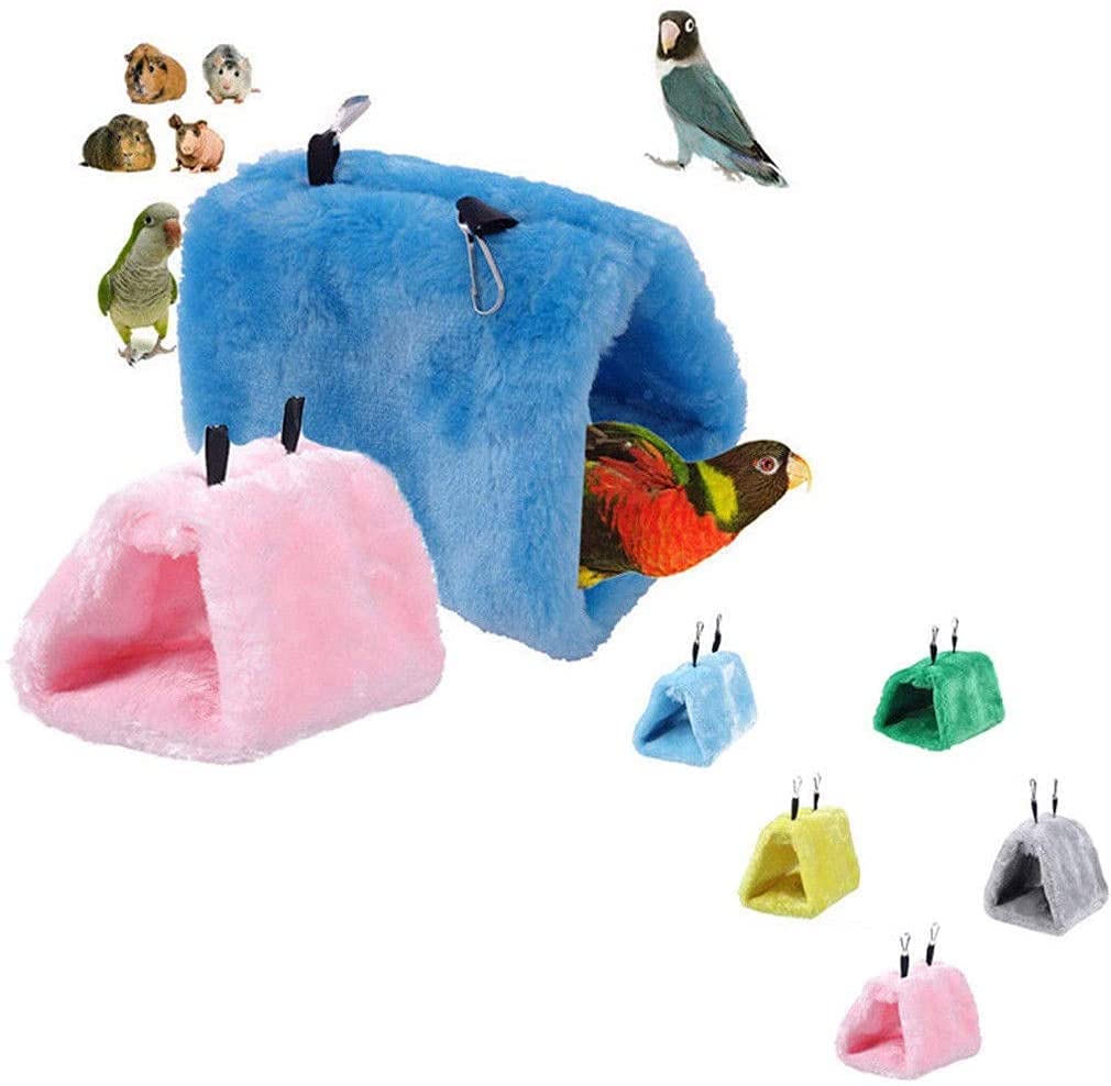 Nido de Loro Nidos de Pájaros Hamaca de Aves Tienda de campaña Cama Colgante Nido Jaula Hamaca Moda Invierno Jaula de pájaros Choza de Felpa para casa de periquitos 914(Color:Yellow)