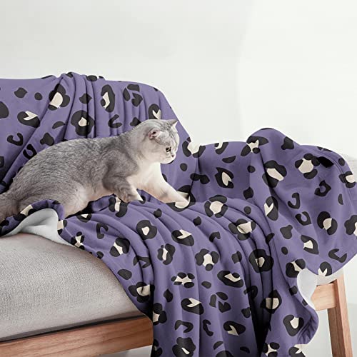 Sowide Cheetah Print Blanket,Purple Leopard Print Blanket,Soft Fleece Flannel Leopard Animal Blanket,Cozy Warm Throw,Lightweight Fuzzy Plush Gifts Women Adults,Nap Bed Couch,50''x60'',M(130x152cm) - Image 3