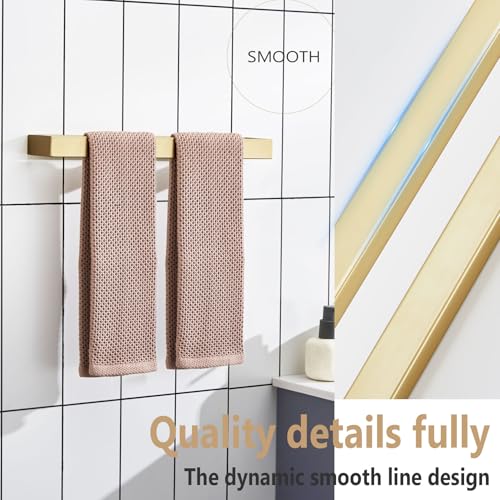 Image of KOKOSIRI Towel Bar Brushed Gold Bath Towel Holder 16 Inch Kitchen Towel Hanger Rack Stainless Steel Bathroom Hardware Wall Mounted, 1 Pack B4008BG-L16