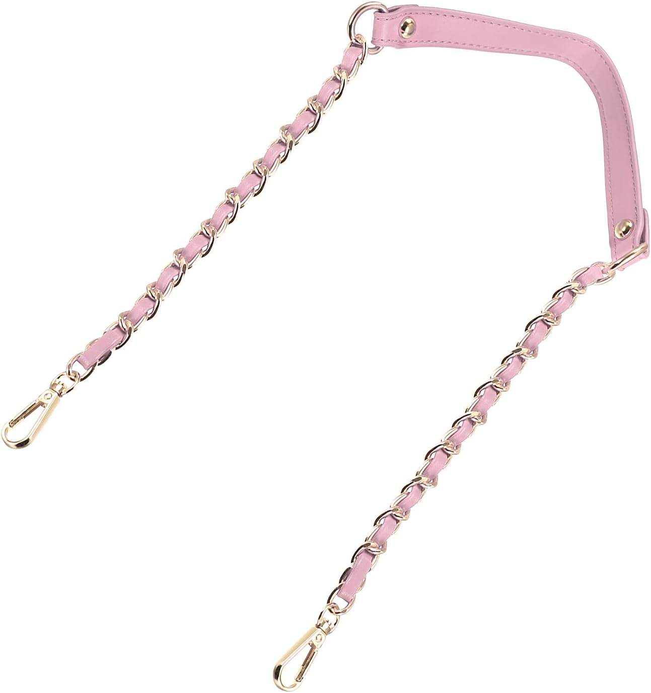 uxcell Purse Chain Strap, 39" Leather Iron Flat Chain Strap Handbag Chains Purse Handles Shoulder Replacement Strap, Pink Strap Gold Chain