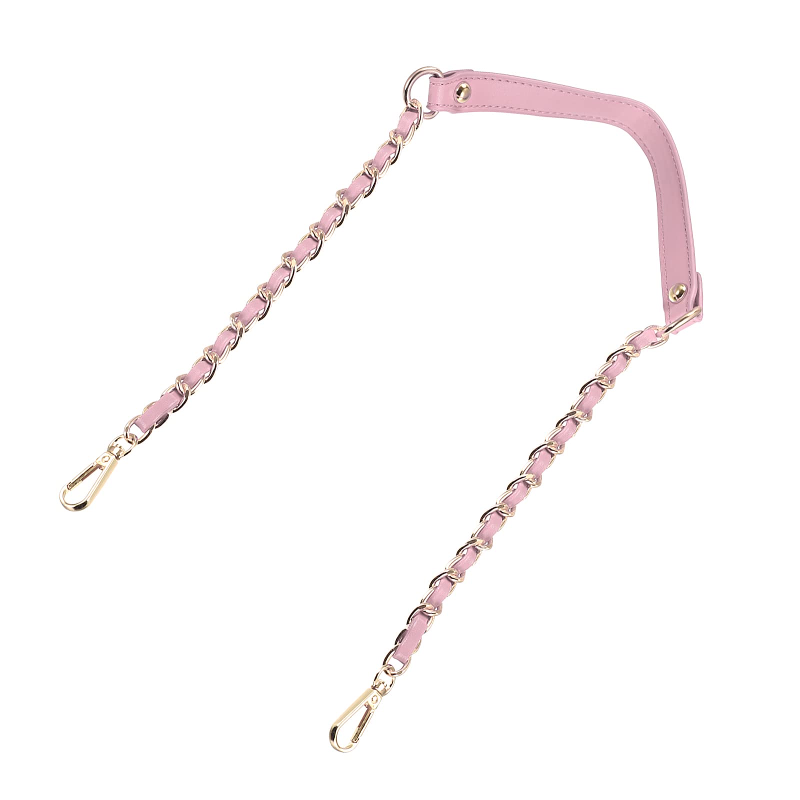 sourcing map Purse Chain Strap, 39" Leather Iron Flat Chain Strap Handbag Chains Purse Handles Shoulder Replacement Strap, Pink Strap Gold Chain