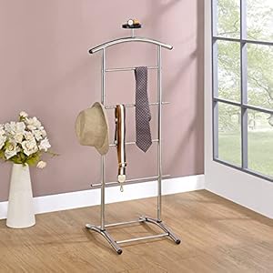 Kings Brand Furniture – Lebedev Metal Suit Valet Stand, Clothes Rack, Chrome