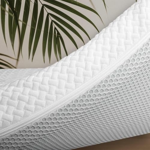 Cubrecolchon Topper 100% Viscoelastico | 105 x 190cm | Grosor 4CM | Fabricado en España | Libera Presion Cervical y Lumbar | Tratamiento Bambu | Anti alergenico | Transpirable