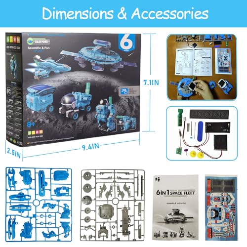 stem 6-in-1 education solar power robots toys for boys age 8-12 cool ideal gifts for boys building toys science kits robotics set stem project gifts for 8 9 10 11 12 years old boy girls teens