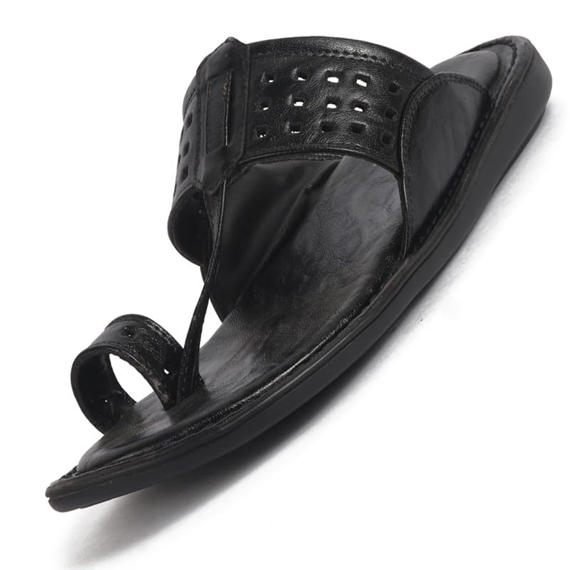 Image of FAUSTO Men Casual Outfit Kolhapuri Toe Ring Strap Ortho Slippers | Memory Cushioned Footbed | Ultra Lightweight and Comfort Slip On Slipper