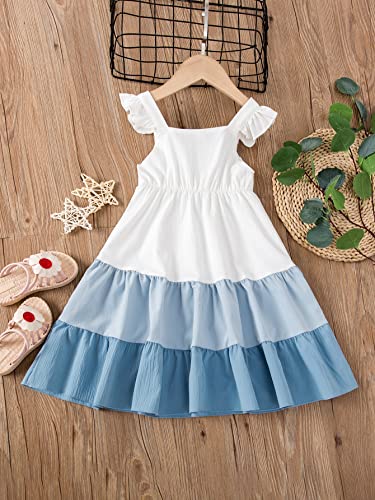 COZYEASE Girls' Color Block Ruffle Trim Sleeveless High Waist Flared Long Cami Dress2