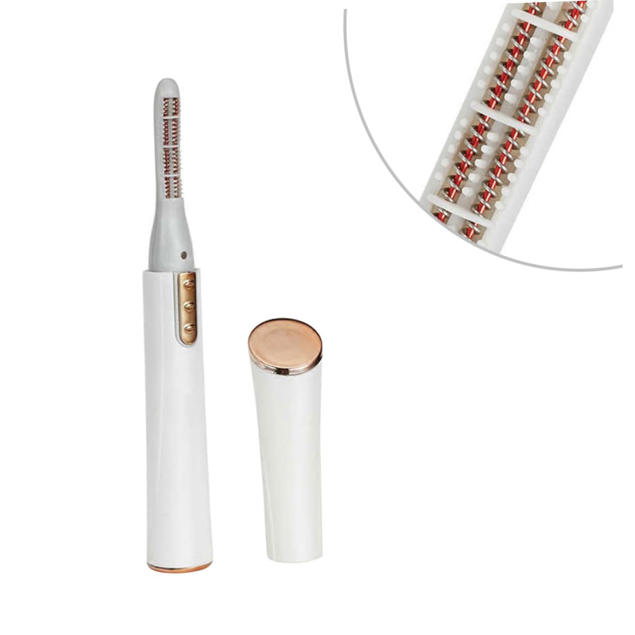 VICASKY 1PC Portable Electric Eyelash Curler for Women Quick Heating Eyelash Clip Stylish Design for Home Use Comfortable for Mascara Application White