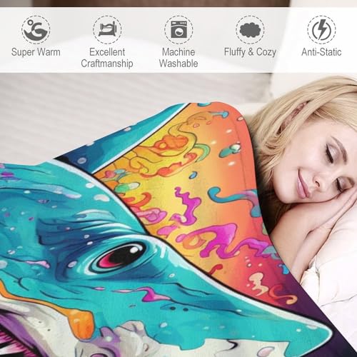 Couverture requin flanelle housse de chaise lit plaid 130x150 - 4