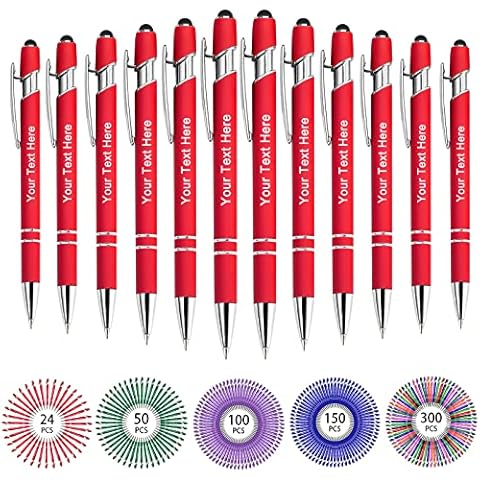 Up to 504 Bulk Personalised Pens Custom Engraved Ballpoint Pen with Stylus Tip Retractable Multi-Color Housing Black Ink Pen for Business Writting Graduation journaling Signature Cover