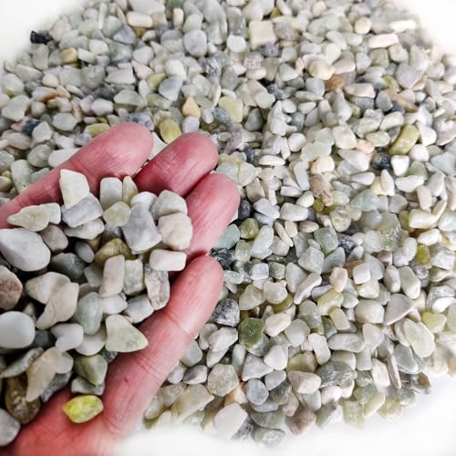 Image of 1.1 LB Natural Small Jade Gravels Mini River Rocks,Light Green Mix | Decorative Soil Cover Pebbles Stones for Succulent Plant,Planter Bonsai,Fairy Garden,Candle Home Decor