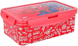 Spiderman Kids Rectangular Lunch Bento Food Box Container with Removable Compartments 1190ml Leak Proof, BPA Free