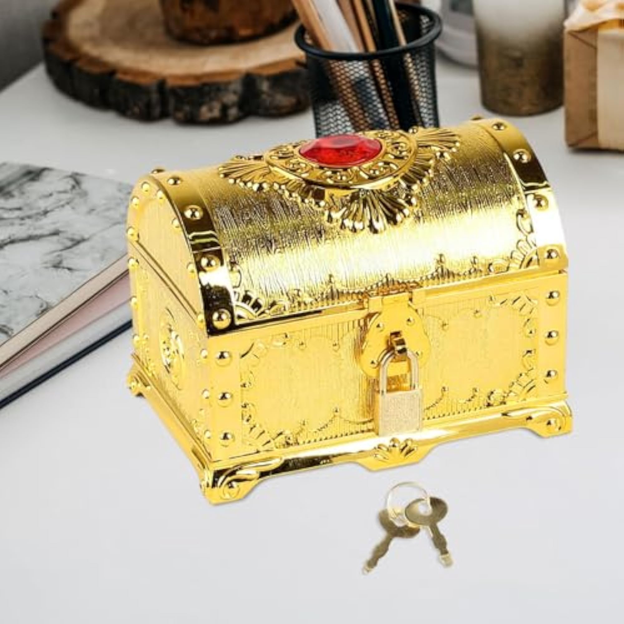 Decorative Antique Pirate Treasure Chest Gold