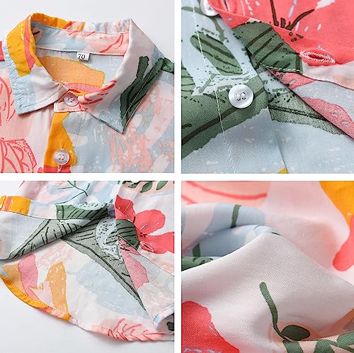 Image of Toddler Baby Boy Summer Clothes Set Floral Shirt Bow-tie Shorts Hawaiian Outfit