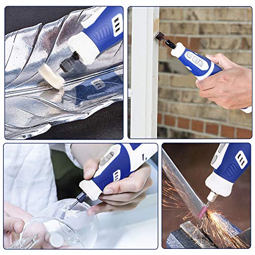 Cordless Rotary Tool, APEXFORGE 8V Power 2.0 Ah Li-ion Battery with 101 Accessories and Shield Attachment, Long Endurance Power- Perfect for Sanding, Grinding, Cutting and Engraving -M8