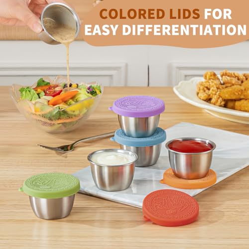 Image of 8 Pack - 2.4 Oz Small Salad Dressing Containers To Go, Sauce Cups with Lids