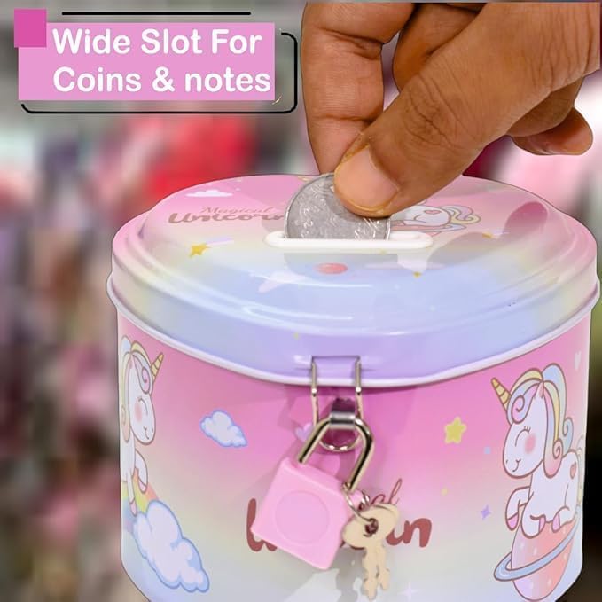 Image of Sajani Cute Cartoon Creative Portable Piggy Bank, Money Saving Box with Combination Lock, Mini Coin Bank Gifts for Boys and Girls, Best Return Gifts for Kids (Pack of 1) (Heart - Rocket)