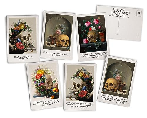 Antique Skulls & Flowers Post Cards - 24 Vintage Still