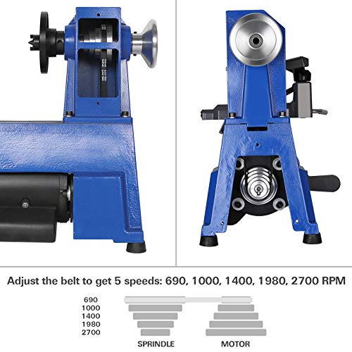 BILT HARD 10 in. X 18 in. Wood Lathe, 7.5-Amp 1/2 HP Variable Speed Mini Benchtop Wood Lathe