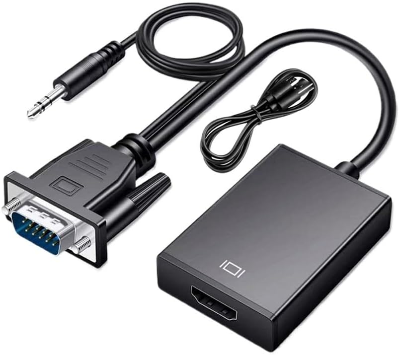 VGA to HDMI Adapter with Audio Male to Female Converter Full HD 1080p Audio Video Adapter with USB Power Cable