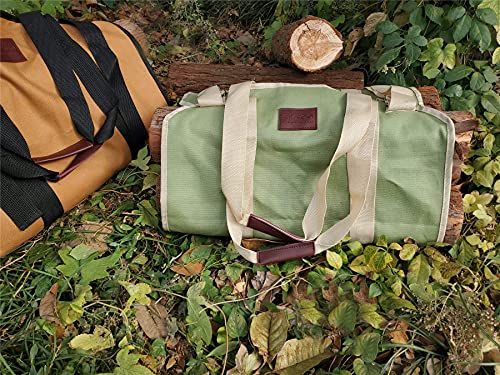 RIVECO Firewood Carriers Canvas Log with Handles & Double Straps Reinforced for Fireplace Wood Stove Durable Large Capacity Bag Heavy Duty Outdoor & Indoor (Green)