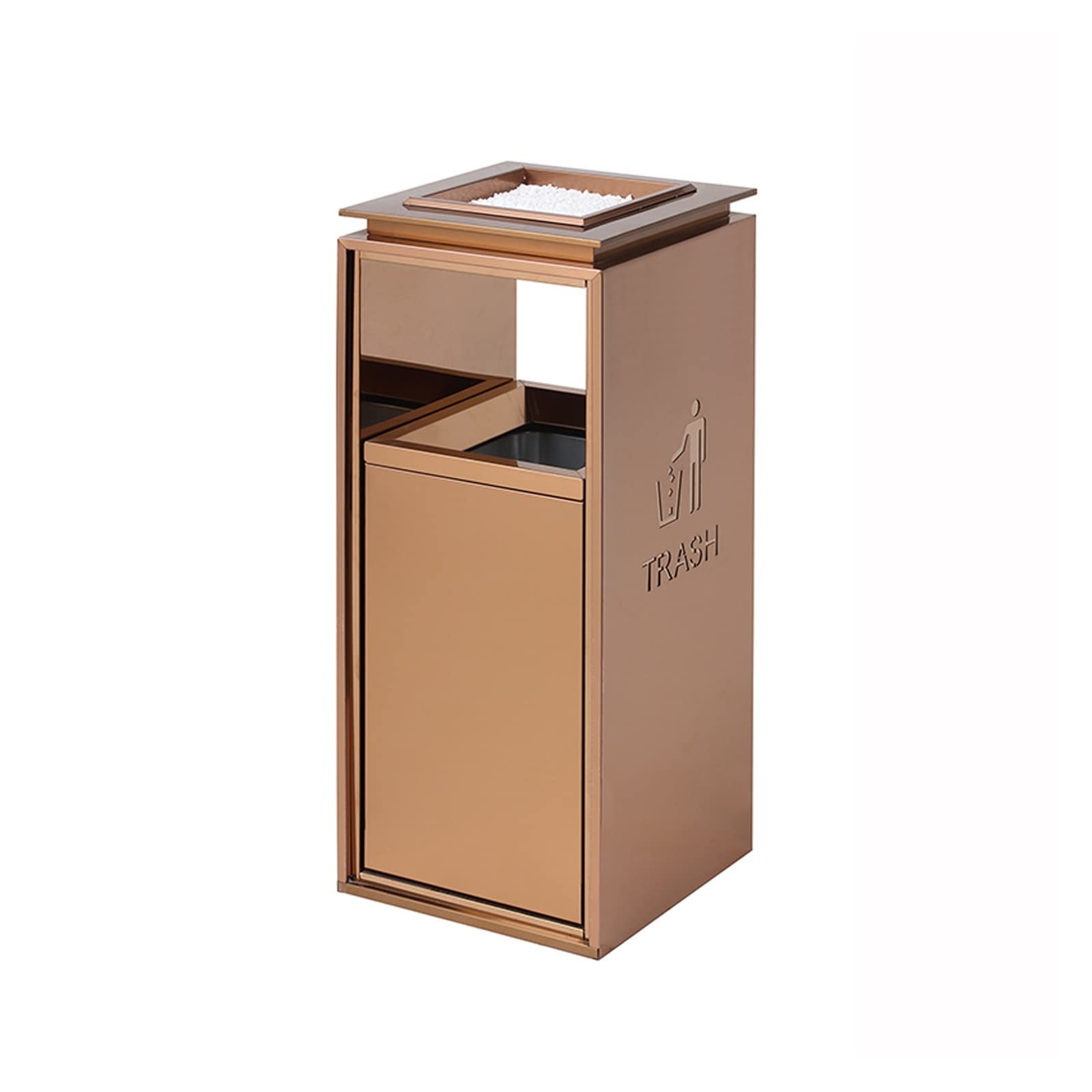 OWOHYG Ashtray Trash Can Stainless Steel Trash Can Ash Column Hotel Lobby With Ashtray Commercial Outdoor Vertical Ash Bucket Outdoor Ashtrays For Cigarettes.Gold