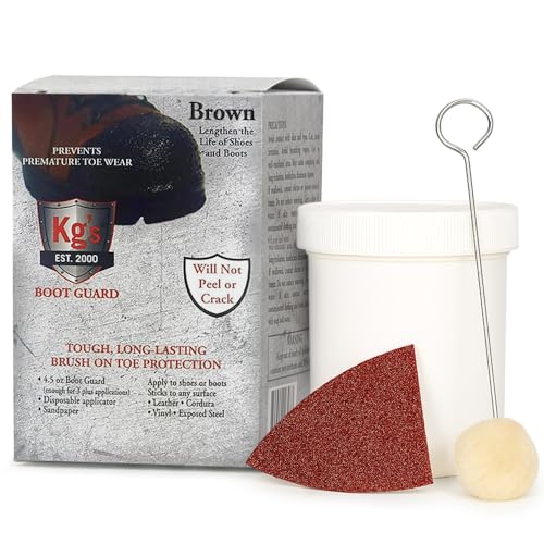 Kg's Boot Guard Brush On Toe Protection – Brush On Liquid for Tough, Long-Lasting Safety Protection on Boots, Made with Kevlar for Strong, Durable Protection (Brown, 4.5 Oz)