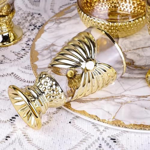 Image of Crystal Golden Water and Juice Glasses Set of 6 and Jug 1 piece Transparent, Glass and Jug Set for Dining Table,Party,Gift Set,All pourpse use Set of 1 (7 piece) (MT-5)