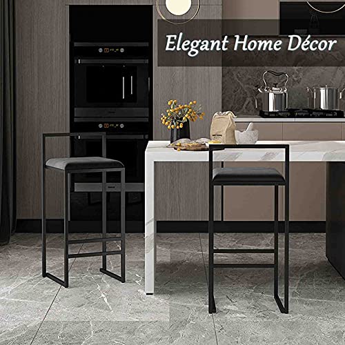 Tabouret de bar en velours noir confortable pour eviter le mal de dos - 3