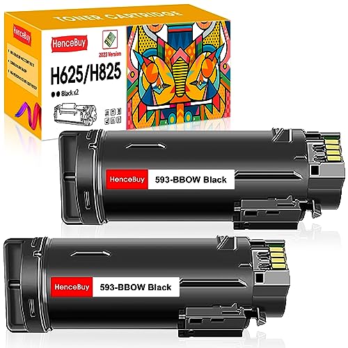 HenceBuy Compatible S2825 H625 H825 Toner Cartridges S2825cdn H625cdw H825cdw Extra High Yield 5000 Pages for Dell Color Laser Printers H625cdw H825cdw S2825cdn (2 Black)