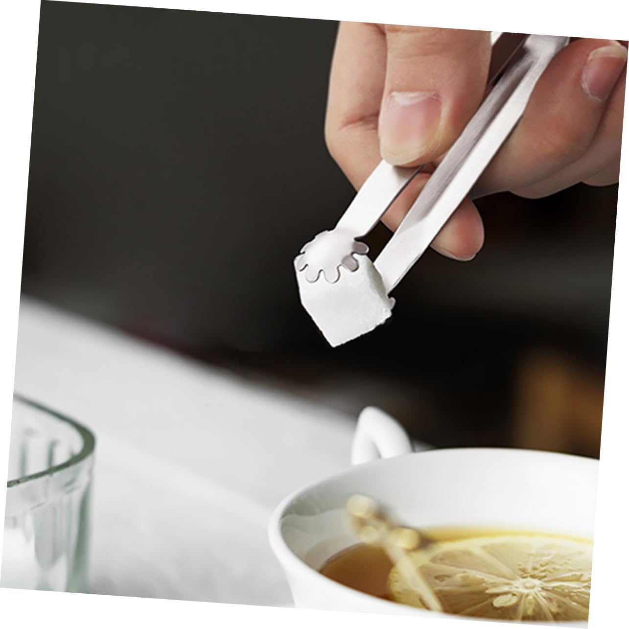 Zerodeko 4Pcs Mini Stainless Steel Sugar Tongs Ice Cube Clips for Coffee Tea Cocktails Whiskey Lightweight Easy to Use