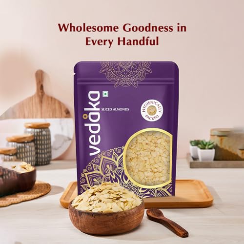 Image of Amazon Brand - Vedaka Sliced Almonds| 200 g | California Almonds | For Cooking, Baking and Garnishes | High Protein and Fiber