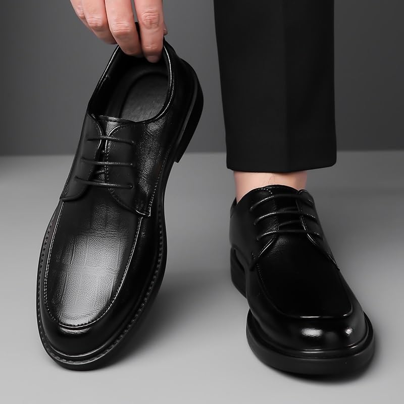 Mens Dress Oxford Formal Shoes Pu Leather Wedding Slip Resistant Block Heel Anti-Slip Rubber Sole Shoe Business Breathable Classic Lace Up3