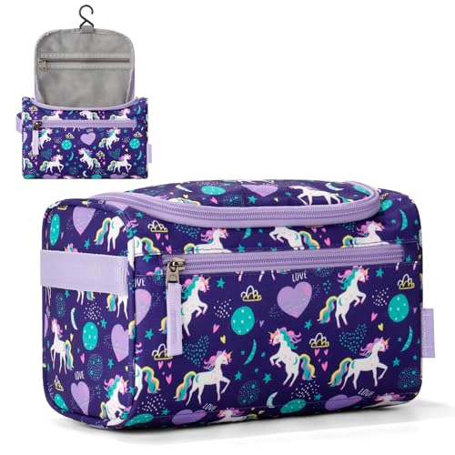 Image of Choco Mocha Kids Toiletry Bag for Girls, Travel Hanging Waterproof Cute Toiletry Bag for Teens Girls Christmas Gifts, Purple